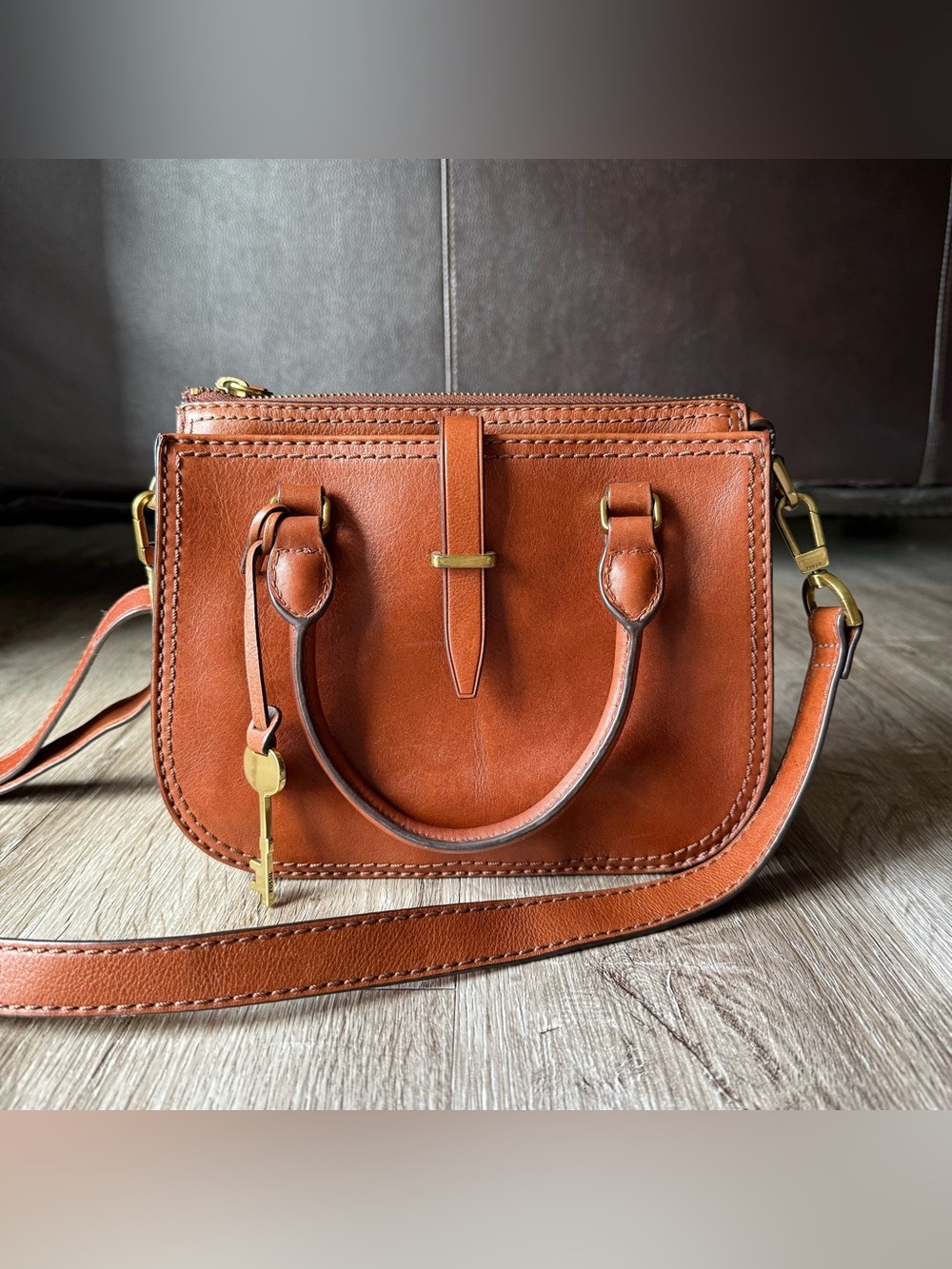 Fossil Ryder Leather Mini Satchel Bag in Brown